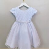 Vestido Infantil Branco Busto Nervura Daminha Festa