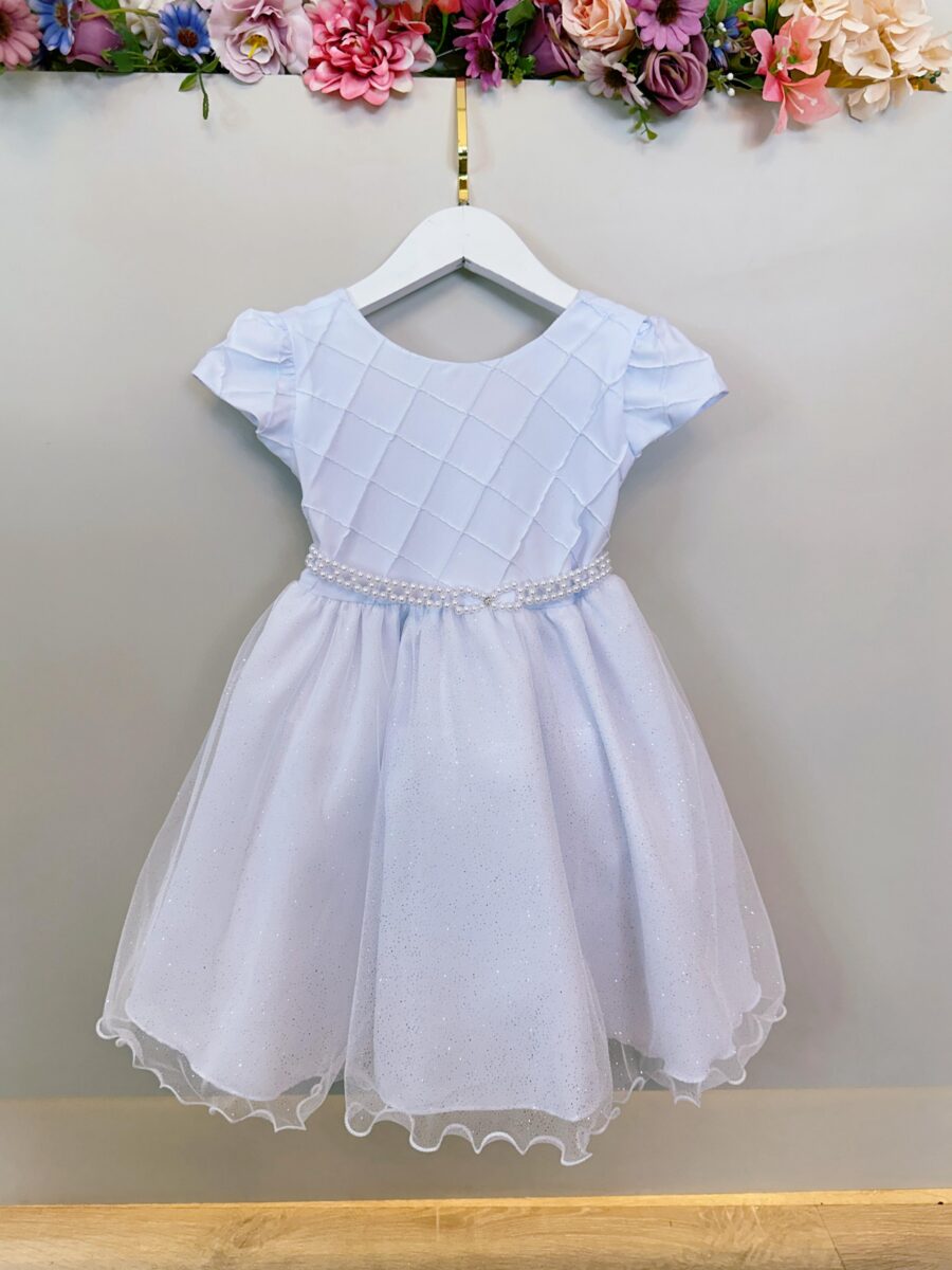 Vestido Infantil Branco Busto Nervura Daminha Festa