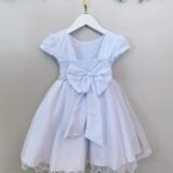 Vestido Infantil Branco Busto Nervura Daminha Festa