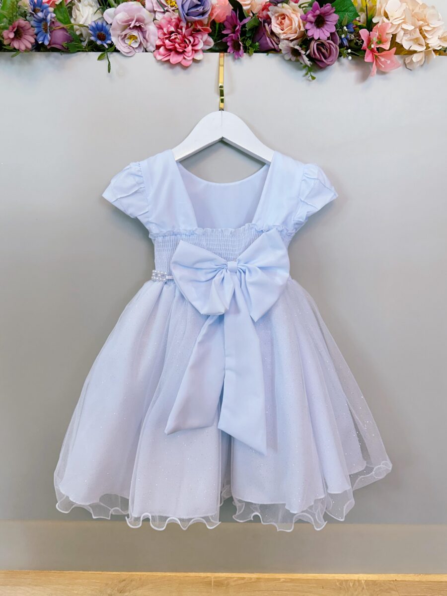 Vestido Infantil Branco Busto Nervura Daminha Festa
