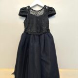 Vestido Infantil de Festa Preto com Renda e Pérolas