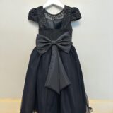 Vestido Infantil de Festa Preto com Renda e Pérolas
