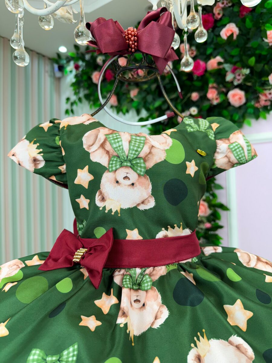 Vestido Infantil Banana Club Encanto de Natal Verde