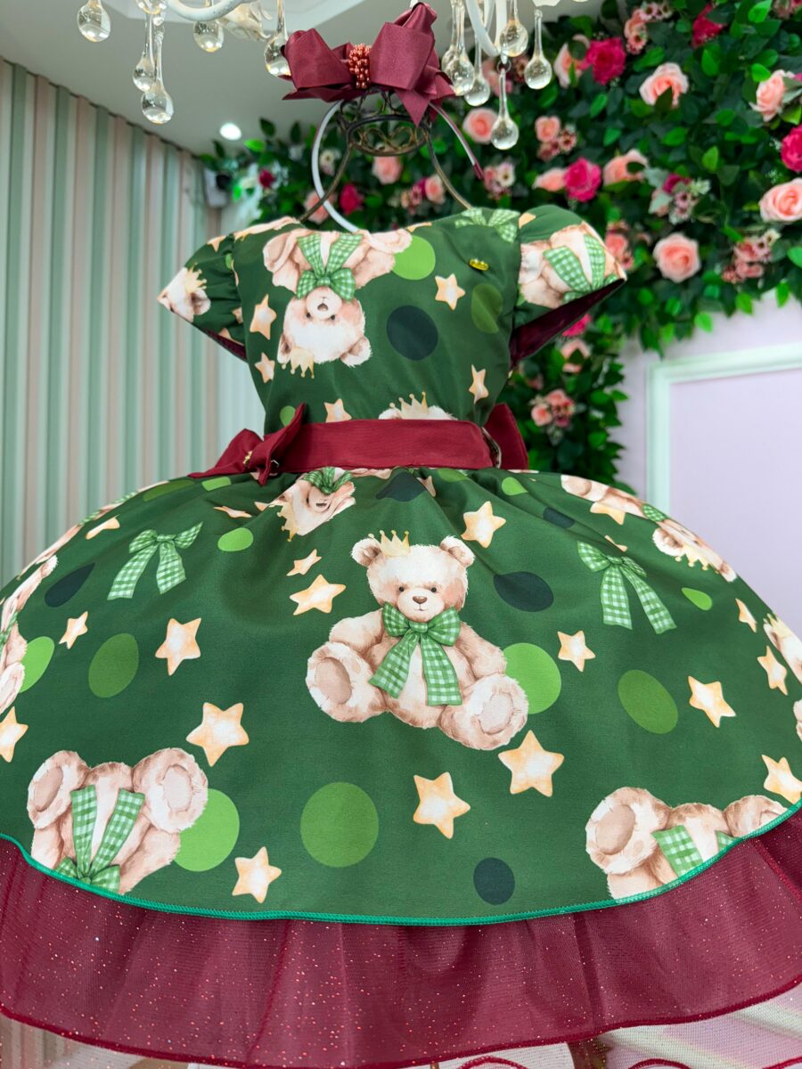 Vestido Infantil Banana Club Encanto de Natal Verde