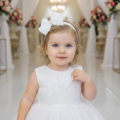 Vestido Infantil Marie Jardim das Borboletas Branco Viviane