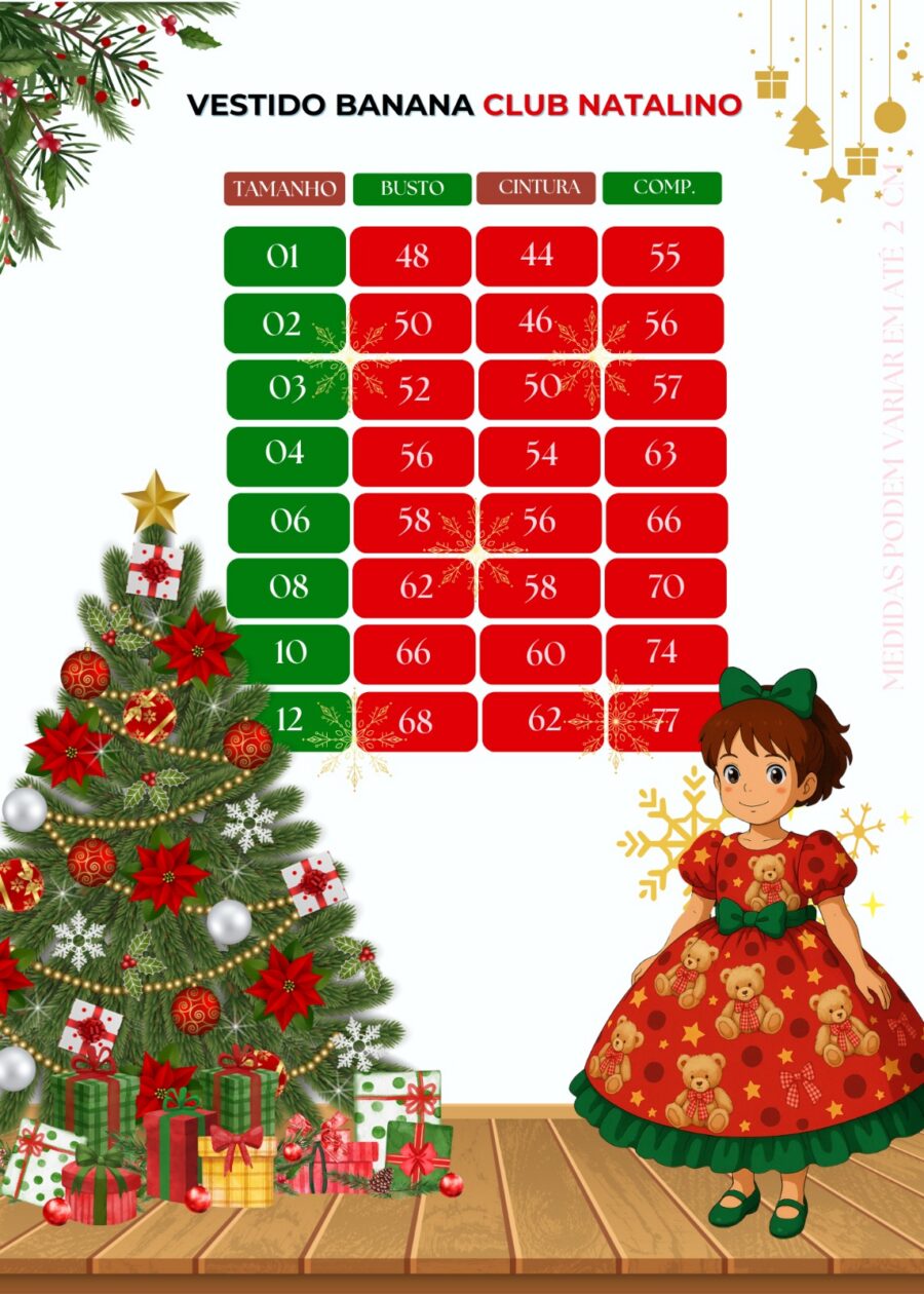 Vestido Infantil Banana Club Encanto de Natal Verde