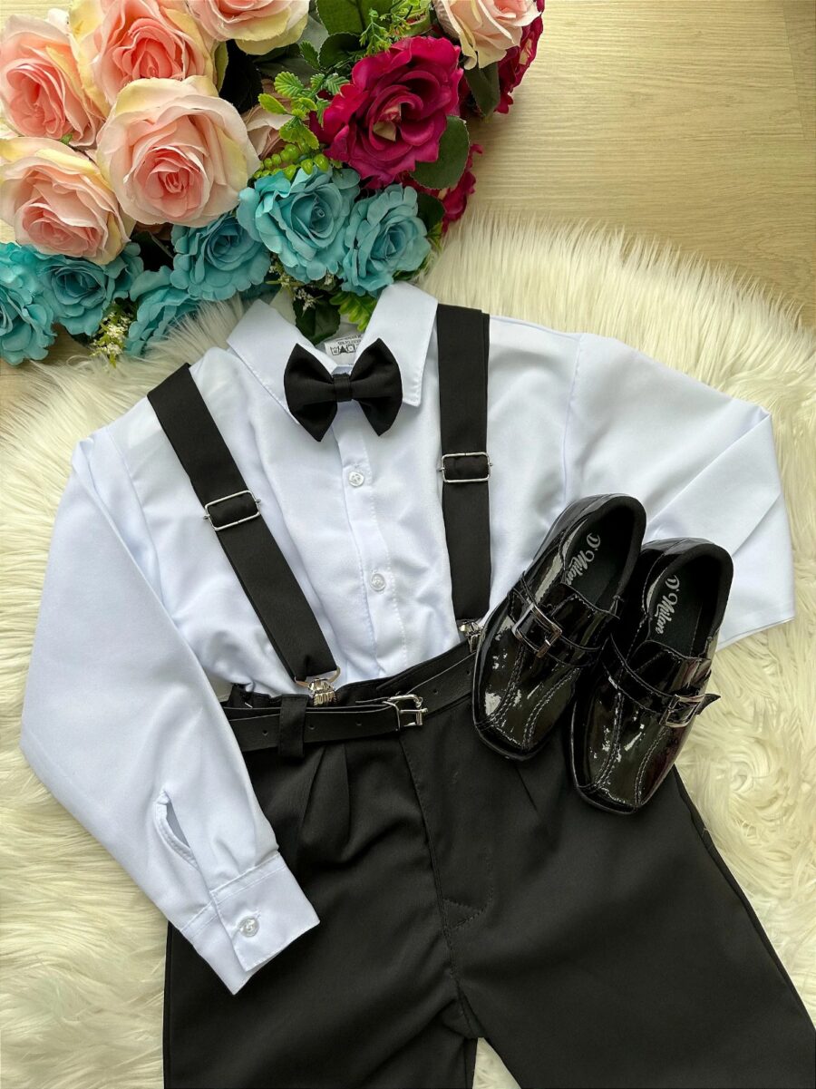 Conjunto Social Infantil Miss Cherry Leo com Suspensório