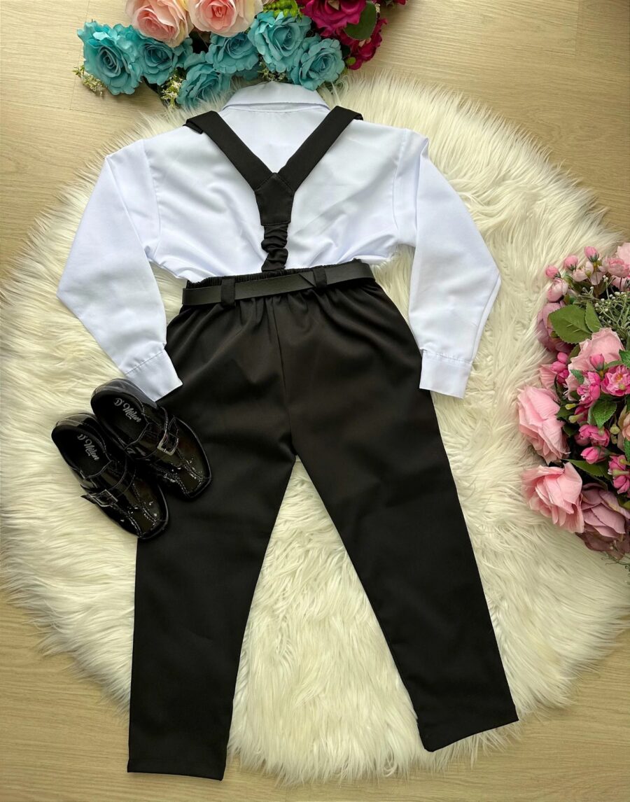 Conjunto Social Infantil Miss Cherry Leo com Suspensório