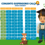 Conjunto Infantil Miss Cherry Leo Suspensório Azul Claro