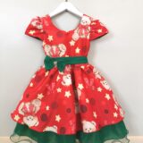 Vestido Infantil Vermelho e Verde Ursinhos Natal