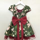 Vestido Infantil Verde e Marsala Ursinhos Natal