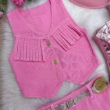 Conjunto Boiadeira Infantil Jeans com Chapéu e Cinto