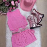 Conjunto Boiadeira Infantil Jeans com Chapéu e Cinto