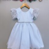 Vestido Infantil Branco com Glitter Daminha Festa