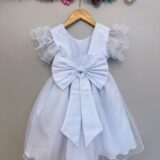 Vestido Infantil Branco com Glitter Daminha Festa