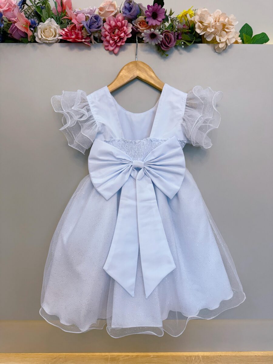 Vestido Infantil Branco com Glitter Daminha Festa