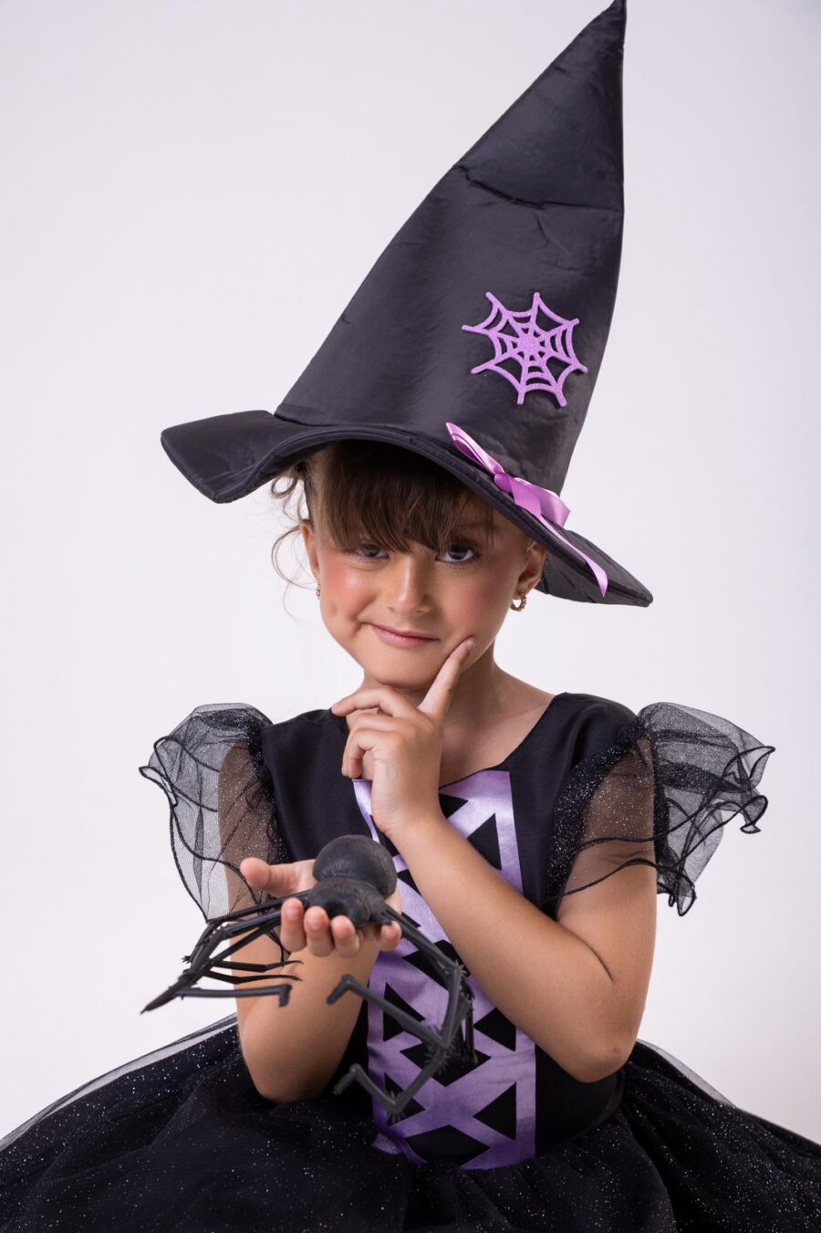 Vestido Infantil Halloween Bruxinha Encanto Sombrio Preto