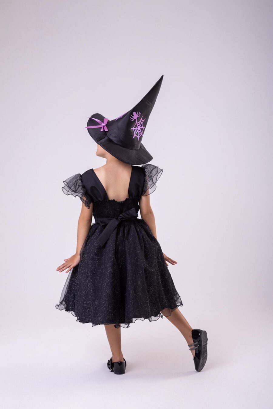 Vestido Infantil Halloween Bruxinha Encanto Sombrio Preto