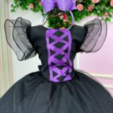 Vestido Infantil Halloween Bruxinha Encanto Sombrio Preto