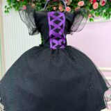 Vestido Infantil Halloween Bruxinha Encanto Sombrio Preto