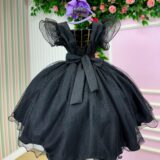 Vestido Infantil Halloween Bruxinha Encanto Sombrio Preto