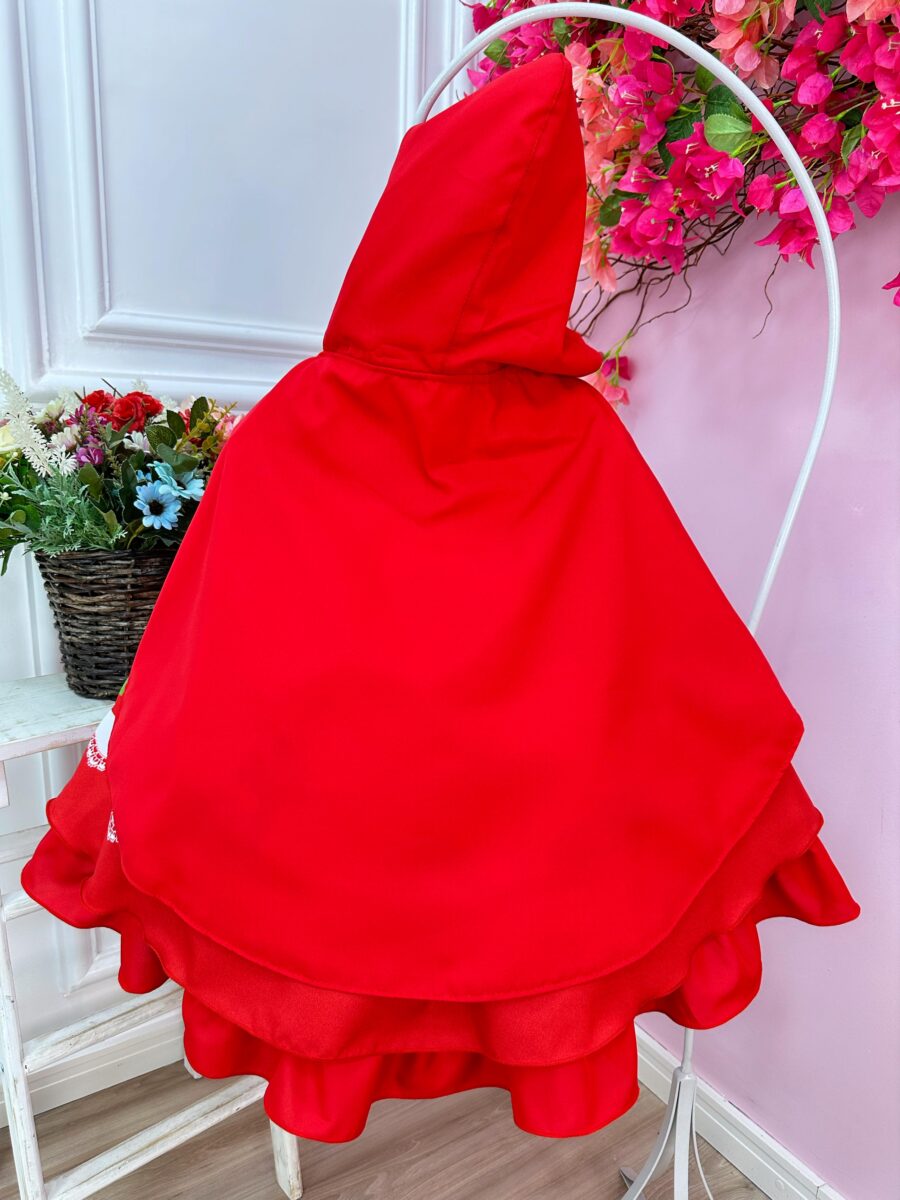 Fantasia Vestido Infantil Chapeuzinho Vermelho com Capuz