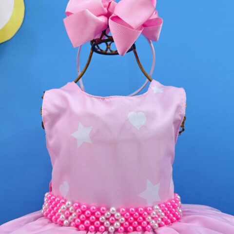 Vestido Infantil Rosa Unicórnio Festa de Aniversário