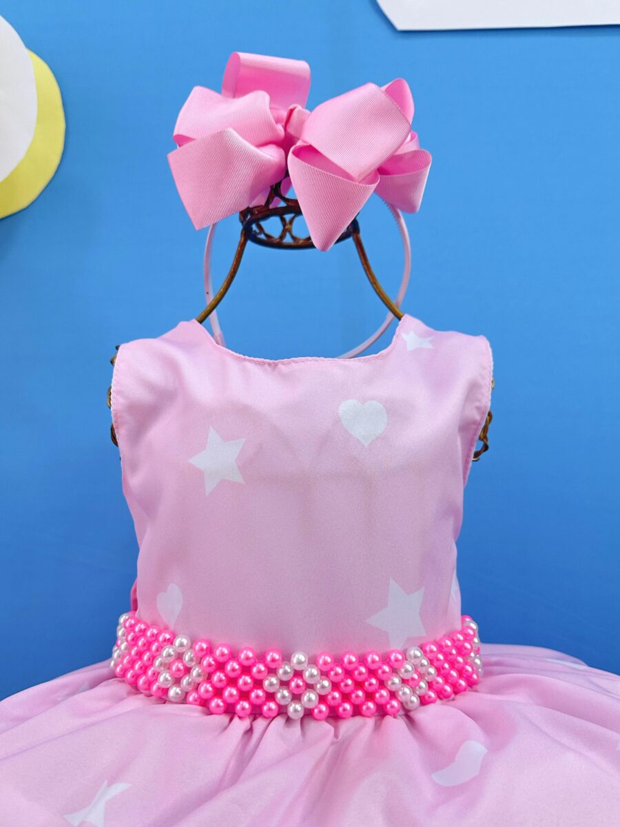 Vestido Infantil Rosa Unicórnio Festa de Aniversário