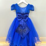 Vestido Infantil Azul Royal Dama com Strass Tam 4 ao 18