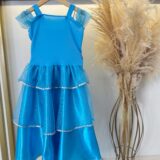 Fantasia Infantil Princesa Azul com Luvas Cetim e Tule