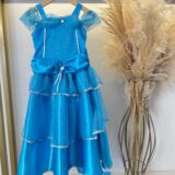 Fantasia Infantil Princesa Azul com Luvas Cetim e Tule
