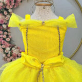 Fantasia Infantil Princesa Amarela com Luvas Cetim e Tule