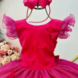Vestido Infantil Pink Jardim das Borboletas Festa