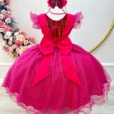 Vestido Infantil Pink Jardim das Borboletas Festa