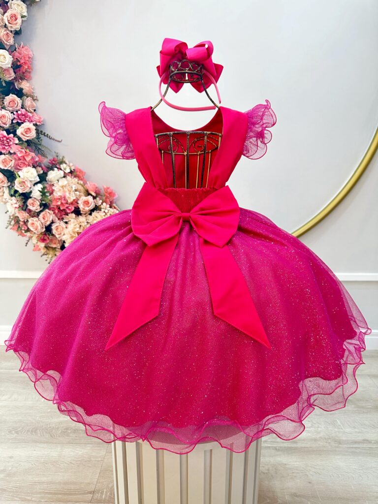 Vestido Infantil Pink Jardim das Borboletas Festa
