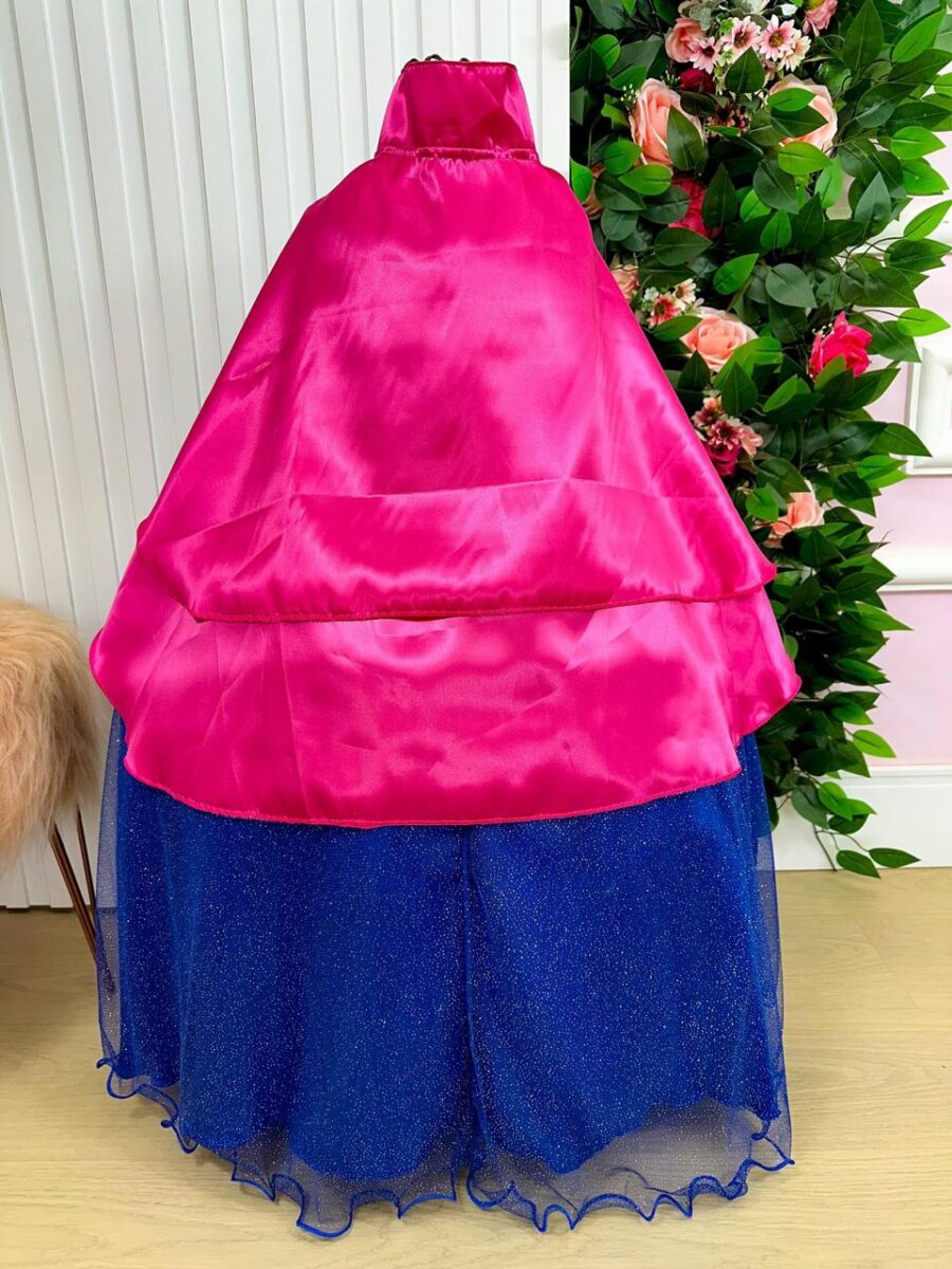 Fantasia Infantil Princesa Belli Gelo Azul com Capa Pink