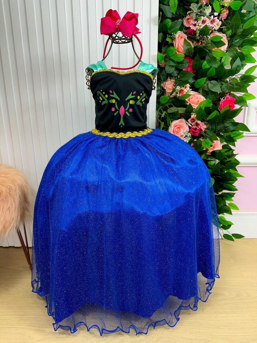 Fantasia Infantil Princesa Belli Gelo Azul com Capa Pink