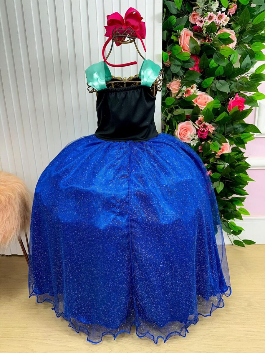Fantasia Infantil Princesa Belli Gelo Azul com Capa Pink