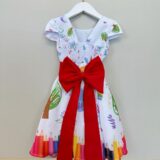 Vestido Infantil Branco Aquarela Colorido Festa