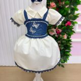 Vestido Infantil Blogueirinha Jhenni Off com Colete Jeans