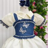 Vestido Infantil Blogueirinha Jhenni Off com Colete Jeans