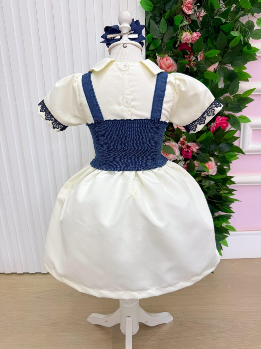 Vestido Infantil Blogueirinha Jhenni Off com Colete Jeans
