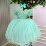 Vestido Infantil Angelie Menina Bonita Verde Menta Tafetá