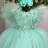 Vestido Infantil Angelie Menina Bonita Verde Menta Tafetá