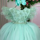 Vestido Infantil Angelie Menina Bonita Verde Menta Tafetá