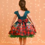 Vestido Infantil de Natal Ursinhos Verde Bandeira