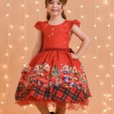 Vestido Infantil Vermelho Ursinhos Festa de Natal