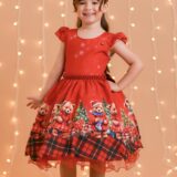Vestido Infantil Vermelho Ursinhos Festa de Natal