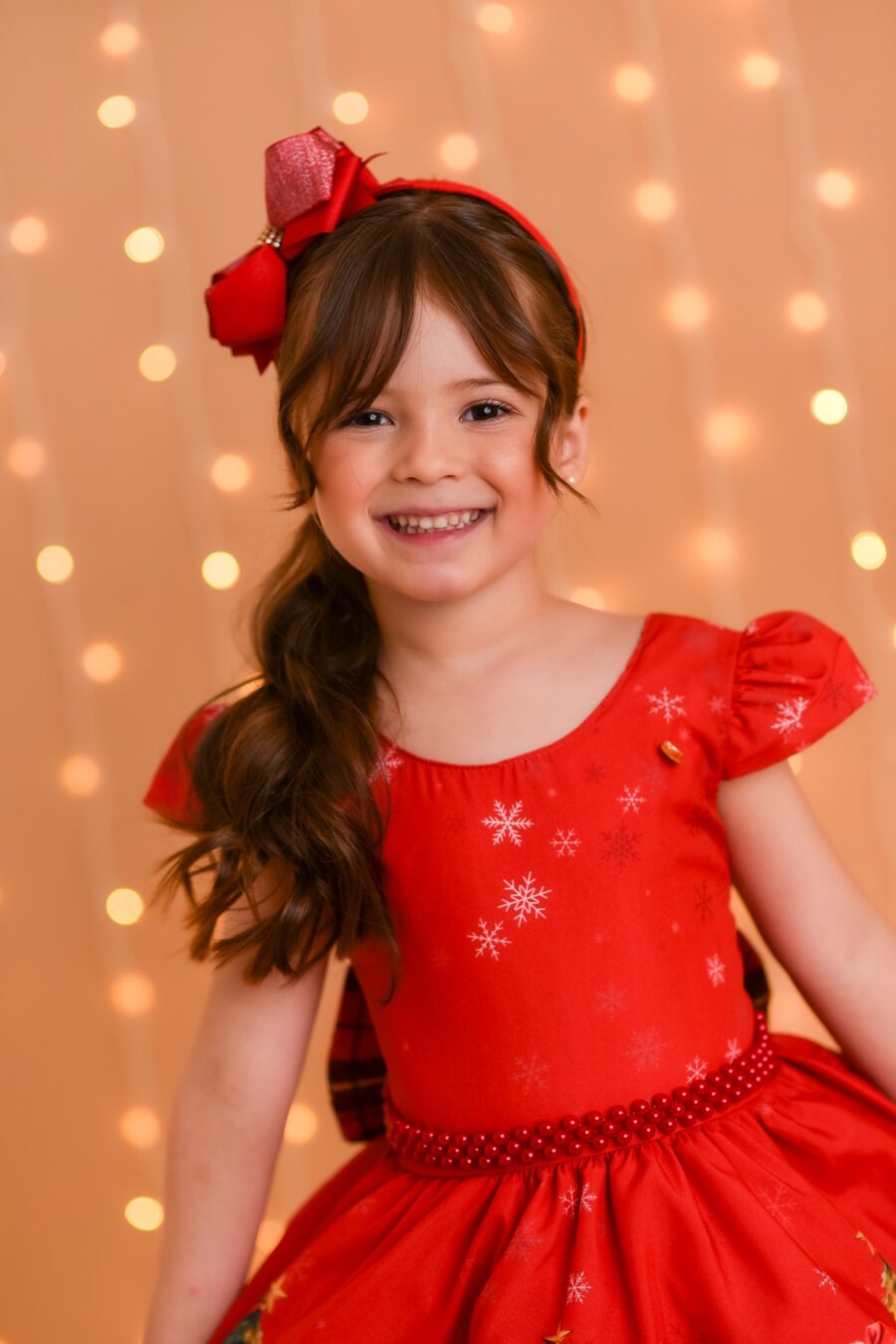 Vestido Infantil Vermelho Ursinhos Festa de Natal