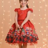 Vestido Infantil Vermelho Ursinhos Festa de Natal